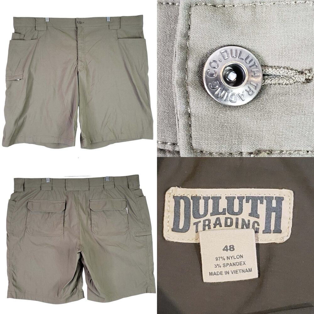Duluth Trading Co Cargo Shorts Men's Size 48 Brown Flex Dry On The Fly Pockets